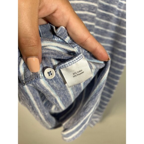 Peter Millar Gray White and Blue Stripped Golf Tee Shirt Polo Men’s Sz. XL - Picture 6 of 6